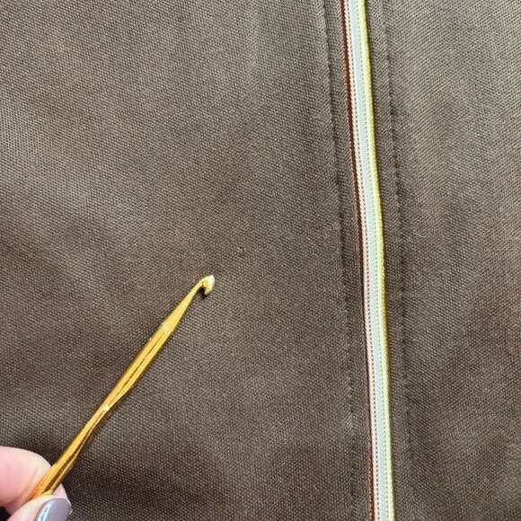 Vintage Mossimo Brown Yellow Zip Up 70's Show Look Jacket Zip Up Sz L Unisex - Picture 14 of 14